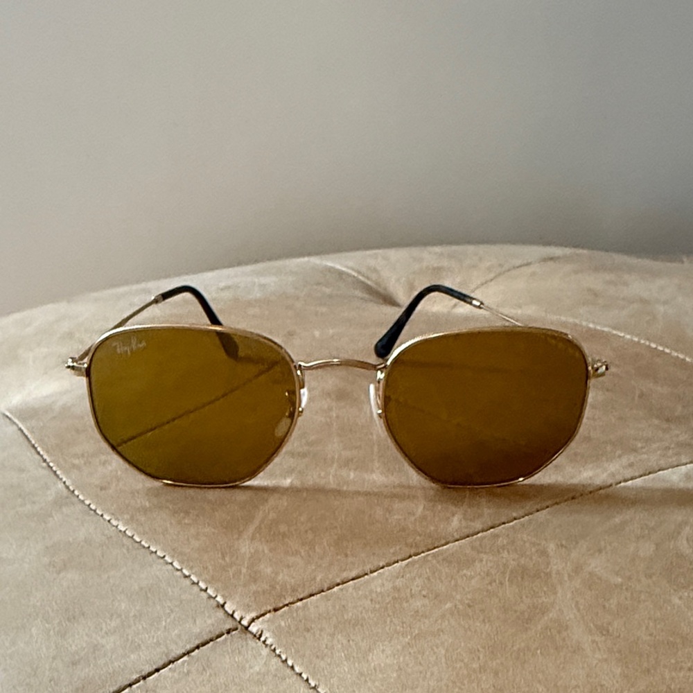 Ray-Ban Gold Frame Sunglasses with Brown reflective Lenses